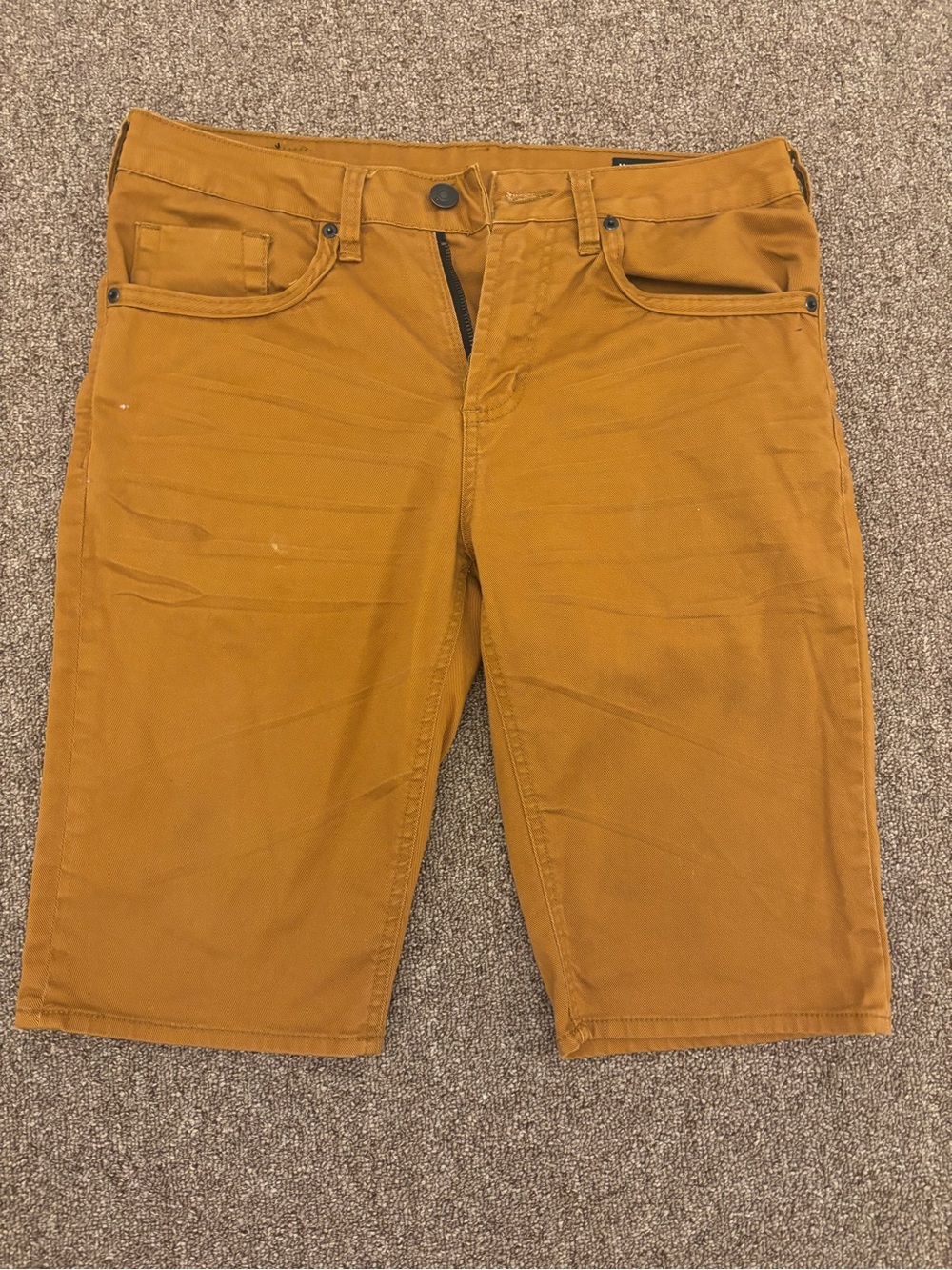 Buffalo David Bitton Men's Flat-Front Shorts in Mustard Brown